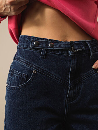Xint Mavi Pamuk Dokulu Oversize Pantolon