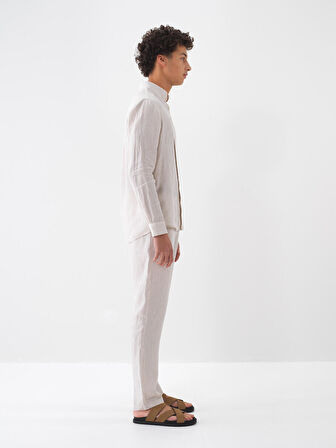 Naturel Regular Fit Keten Pantolon