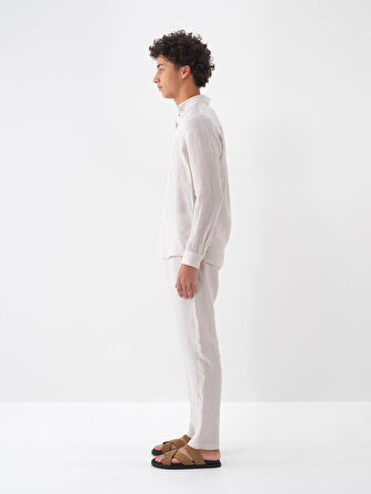 Naturel Regular Fit Keten Pantolon