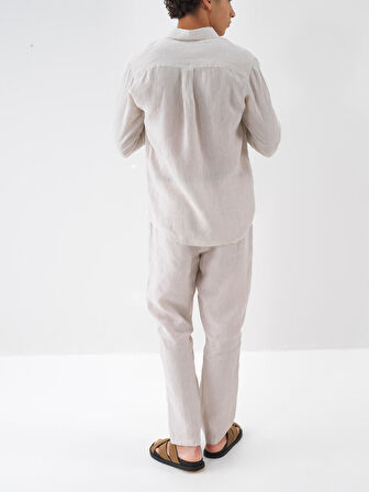 Naturel Regular Fit Keten Pantolon