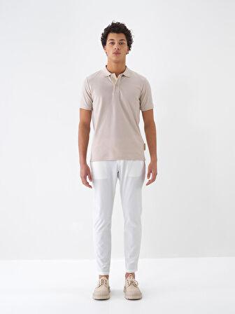 Ekru Slim Fit  Jogger Pantolon