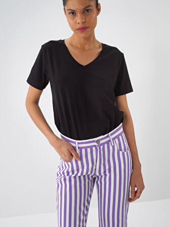 Siyah Regular Fit Pamuklu Tişört