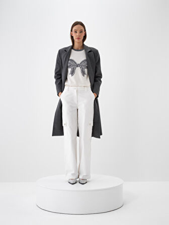 Xint Koyu Gri Esnek Dokulu Oversize Kaban