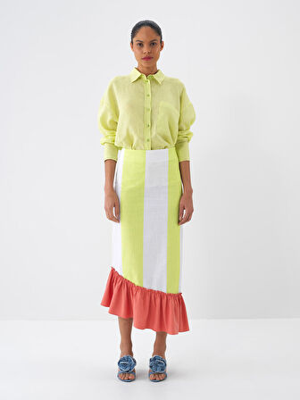 Yeşil Oversize Keten Gömlek