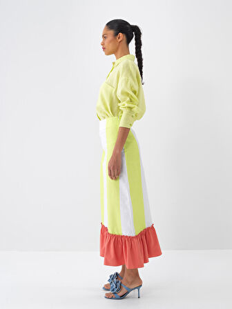 Yeşil Oversize Keten Gömlek