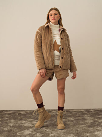 Xint Camel Esnek Dokulu Oversize Mont