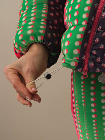 Xint Pembe Esnek Dokulu Oversize Mont