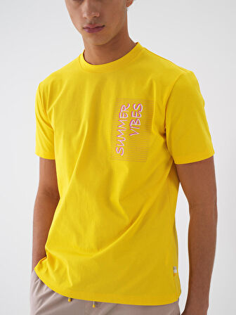 Sarı Regular Fit Pamuklu Tişört