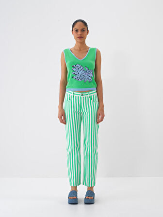 Yeşil Regular Fit Pamuklu Bluz