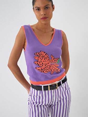 Lila Regular Fit Pamuklu Bluz