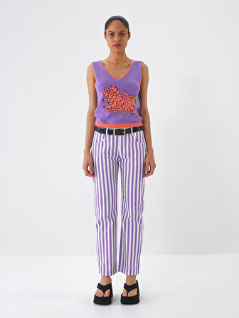 Lila Regular Fit Pamuklu Bluz