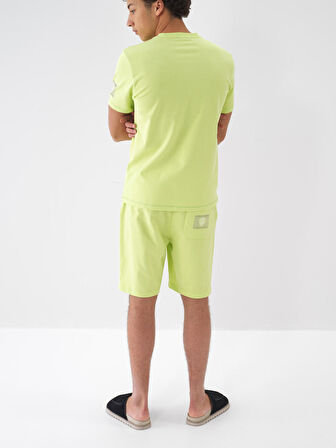 Yeşil Regular Fit Pamuklu Şort