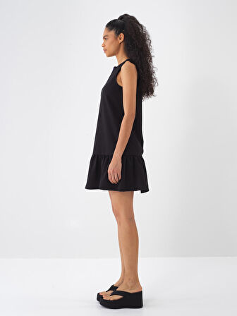 Siyah Regular Fit Pamuklu Elbise