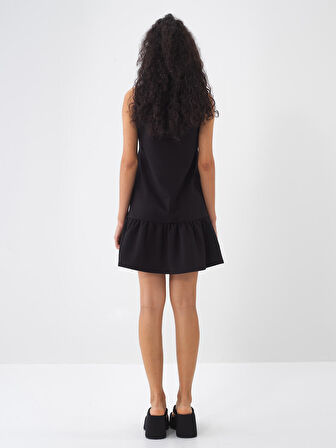 Siyah Regular Fit Pamuklu Elbise