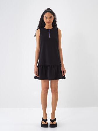 Siyah Regular Fit Pamuklu Elbise