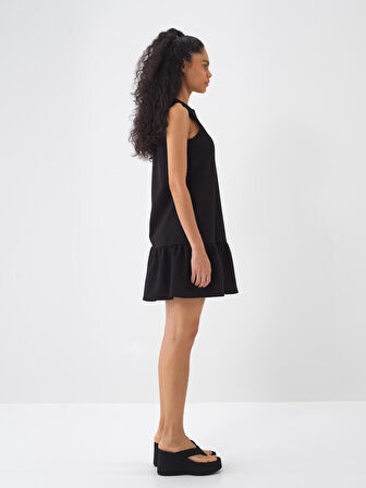 Siyah Regular Fit Pamuklu Elbise