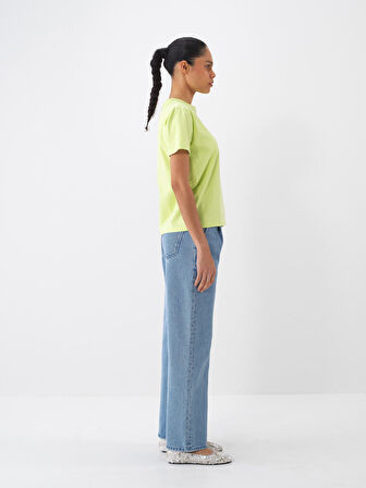 Mavi Oversize Pamuklu Denim Pantolon