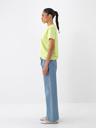Mavi Oversize Pamuklu Denim Pantolon