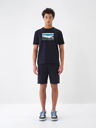 Lacivert Slim Fit Pamuklu Şort