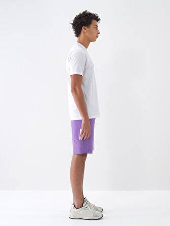 Lila Slim Fit Pamuklu Şort