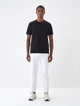 Beyaz Regular Fit Pamuklu Jogger Pantolon