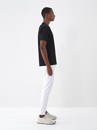 Beyaz Regular Fit Pamuklu Jogger Pantolon