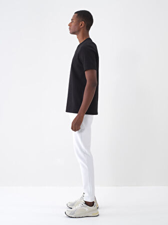 Beyaz Regular Fit Pamuklu Jogger Pantolon