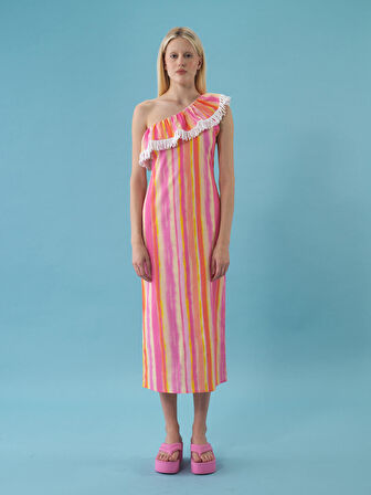 Pembe Regular Fit Pamuklu Elbise