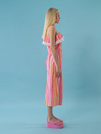 Pembe Regular Fit Pamuklu Elbise