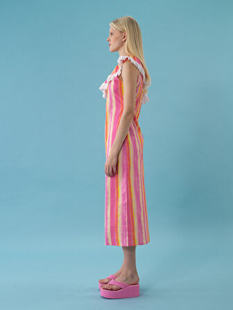 Pembe Regular Fit Pamuklu Elbise