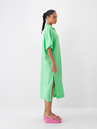 Yeşil Oversize Keten Elbise