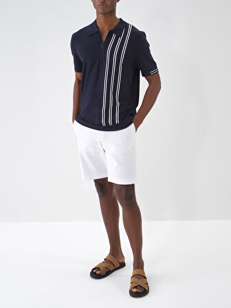 Beyaz Regular Fit Pamuklu Şort