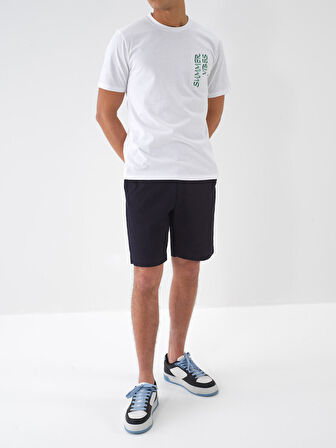 Lacivert Regular Fit Pamuklu Şort