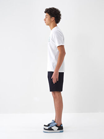 Lacivert Regular Fit Pamuklu Şort