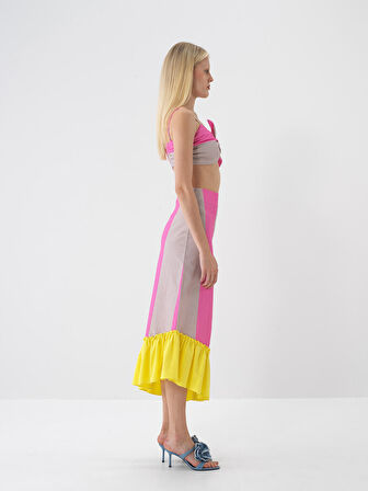 Pembe Regular Fit Pamuklu Etek