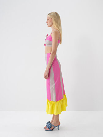 Pembe Regular Fit Pamuklu Etek