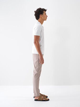 Taş Rengi Slim Fit Pamuklu Pantolon
