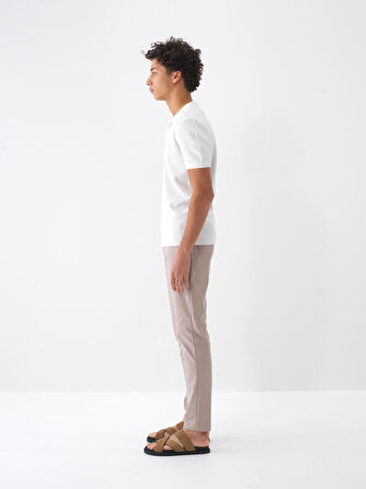 Taş Rengi Slim Fit Pamuklu Pantolon