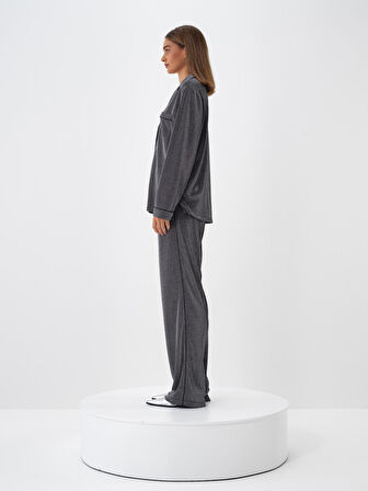 Xint Antrasit Işıltılı Sim Detaylı Regular Fit Gömlek