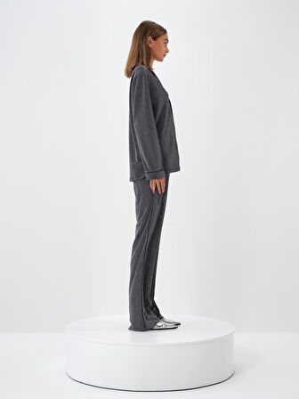 Xint Antrasit Işıltılı Sim Detaylı Regular Fit Gömlek