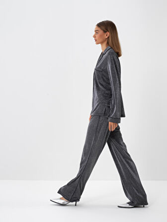 Xint Antrasit Işıltılı Sim Detaylı Regular Fit Pantolon