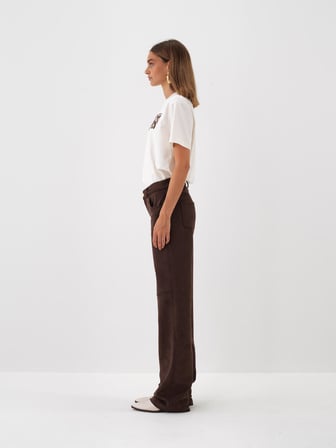 Xint Kahverengi Soft Touch Süet Görünüm Oversize Pantolon
