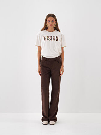 Xint Kahverengi Soft Touch Süet Görünüm Oversize Pantolon