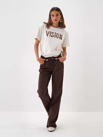Xint Kahverengi Soft Touch Süet Görünüm Oversize Pantolon
