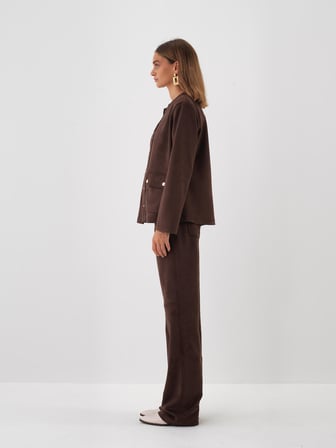Xint Kahverengi Soft Touch Süet Görünüm Oversize Ceket