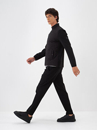 Xint Siyah Pamuk Dokulu Regular Fit Mont