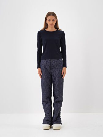 Xint Lacivert Modal Dokulu Slim Fit Uzun Kollu Tişört