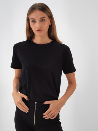 Xint Siyah Modal Dokulu Regular Fit Tişört