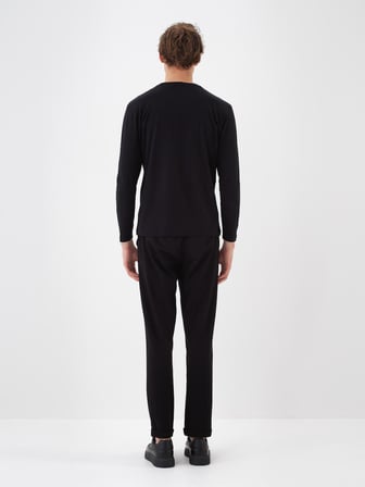 Xint Siyah Modal Dokulu Slim Fit Uzun Kollu Tişört