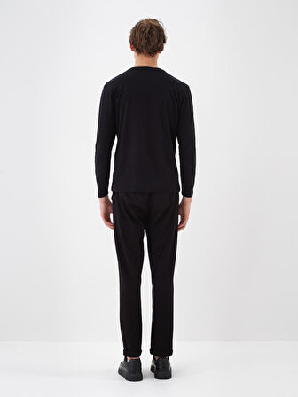 Xint Siyah Modal Dokulu Slim Fit Uzun Kollu Tişört